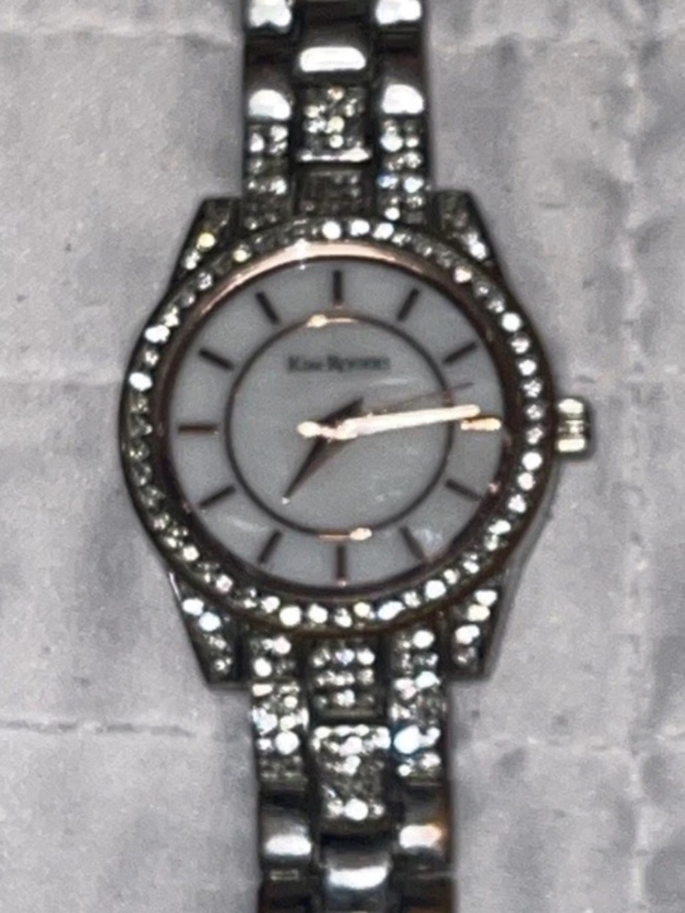 Kim Rogers Women’s Stainless Steel Watch With Rhinestones.